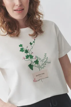 BAWEŁNIANY T-SHIRT Z KWIATOWYM NADRUKIEM — MALATI