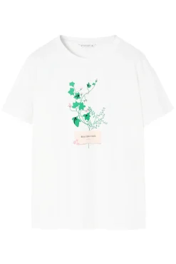 BAWEŁNIANY T-SHIRT Z KWIATOWYM NADRUKIEM — MALATI