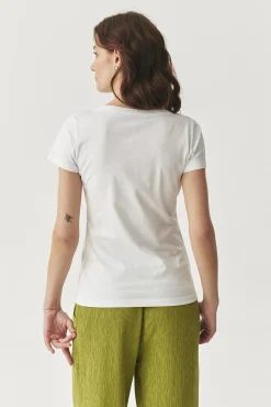 BAWEŁNIANY T-SHIRT Z KWIATOWYM NADRUKIEM - ANTONIA