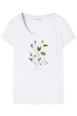 BAWEŁNIANY T-SHIRT Z KWIATOWYM NADRUKIEM - ANTONIA