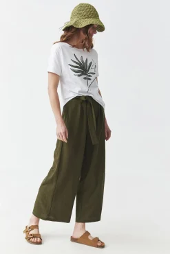 BAWEŁNIANY T-SHIRT Z ROŚLINNYM NADRUKIEM - LALI