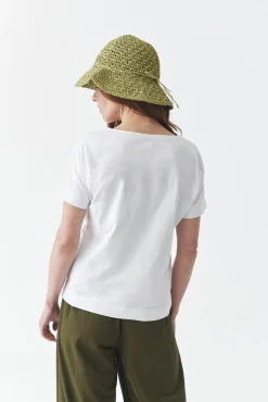 BAWEŁNIANY T-SHIRT Z ROŚLINNYM NADRUKIEM - LALI