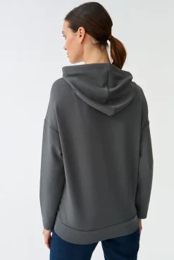 BLUZA DAMSKA DZIANINOWO - TKANINOWA Z KAPTUREM MINIKA