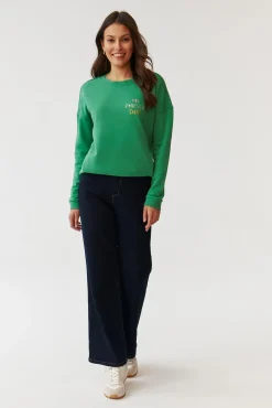 BLUZA DAMSKA Z HAFTOWANYM NAPISEM - GINGER