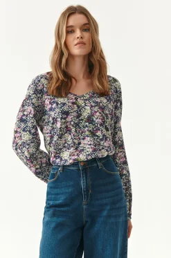 BLUZKA DAMSKA W PRINT KWIATOWY LINALIA