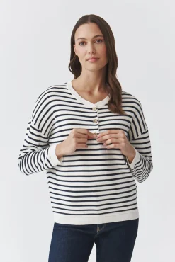 CASUALOWY SWETER DAMSKI W POPRZECZNE PASY — FANNY 1