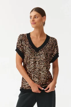 CEKINOWY SWETER DAMSKI Z KRÓTKIM RĘKAWEM ICOMO