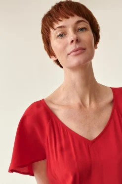 CZERWONA SUKIENKA MIDI OSTA