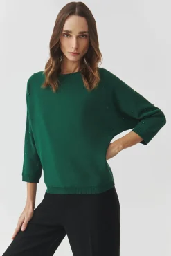 DAMSKI SWETER Z OZDOBNYMI KULECZKAMI — PERLO