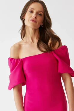 DOPASOWANA TKANINOWA SUKIENKA Z BUFIASTYMI RĘKAWAMI - SAMIKO