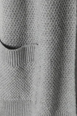 DŁUGI STRUKTURALNY SWETER DAMSKI TYPU KARDIGAN - PULOVER