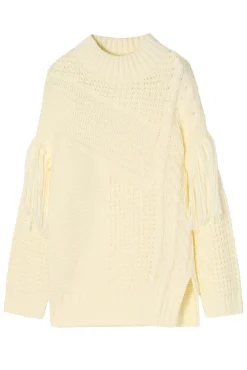 FINEZYJNY SWETER DAMSKI Z FRĘDZLAMI FRIMI