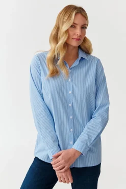 KLASYCZNA TKANINOWA KOSZULA DAMSKA W PASKI - ELISHA 1