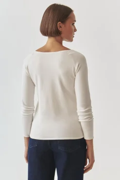 KLASYCZNY DAMSKI SWETER Z DEKOLTEM W ŁÓDKĘ - BROOKE