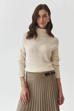 KLASYCZNY DAMSKI SWETER Z GOLFEM Z WEŁNY MERINO — BLANCHE