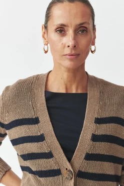 LNIANY KARDIGAN DAMSKI W POPRZECZNE PASY — ISABEL
