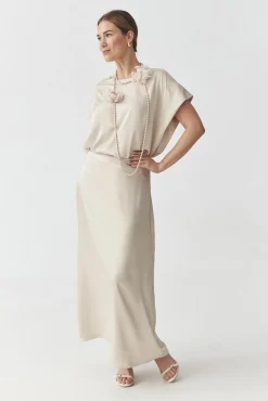 SATYNOWA SPÓDNICA MAXI — LUKSA