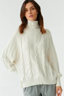 STRUKTURALNY SWETER DAMSKI Z GOLFEM MEDUZA