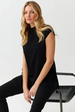STYLOWY SWETER DAMSKI BEZRĘKAWNIK - LENO