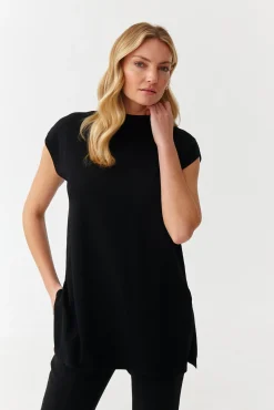 STYLOWY SWETER DAMSKI BEZRĘKAWNIK - LENO