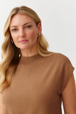 STYLOWY SWETER DAMSKI BEZRĘKAWNIK - LENO