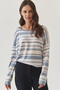 SWETER DAMSKI W NIEREGULARNE PASKI - STRIPPI