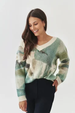 SWETER DAMSKI Z ABSTRAKCYJNYM NADRUKIEM - STACY