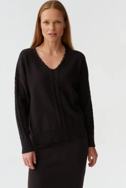 SWETER DAMSKI Z DEKOLTEM W SEREK POLI
