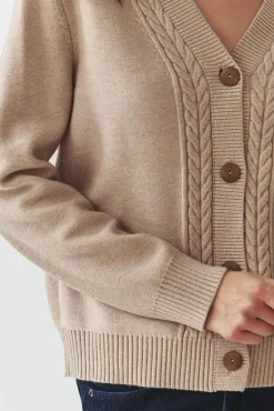 SWETER DAMSKI Z GUZIKAMI I WARKOCZOWYM WZOREM — LILAC