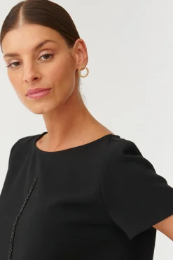 TKANINOWA BLUZKA DAMSKA Z APLIKACJĄ Z KORALIKÓW LAMIRA
