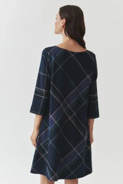 TKANINOWA SUKIENKA W KRATĘ Z RĘKAWEM ¾ — GRACY