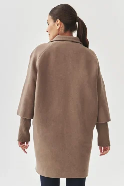 TKANINOWY PŁASZCZ DAMSKI OVERSIZE - IWANA