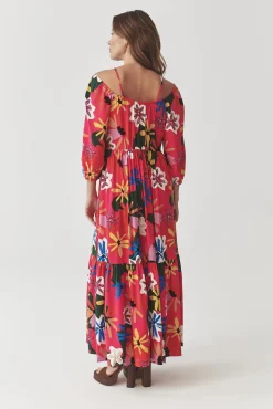 WISKOZOWA MAXI SUKIENKA W KWIATY - PALMIKO